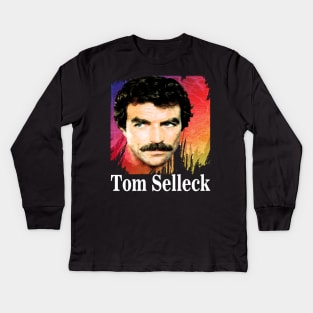 Tom Selleck-Retro 80s Aesthetic Design Kids Long Sleeve T-Shirt